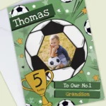 Personalised Football Design Photo Upload Birthday Card - Image 3