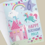 Personalised Children's Princess Castle & Unicorn Design Birthday Card - Image 3