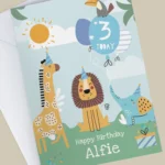 Personalised Children's Safari Animals Design Birthday Card - Image 3