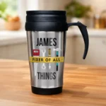 Personalised Name Only Tools Motif Stainless Steel Thermal Travel Mug