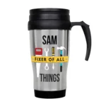 Personalised Name Only Tools Motif Stainless Steel Thermal Travel Mug - Image 4