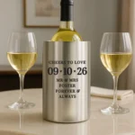 Personalised Big Date & Message Stainless Steel Wine Cooler - Image 2