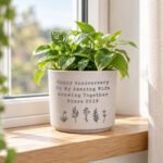 Personalised Any Message Floral Design Ceramic Indoor Plant Pot - Image 4