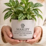 Personalised Pet Paw Print Motif Memorial Ceramic Indoor Plant Pot - Image 2