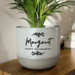 Personalised Any Message Botanical Design Ceramic Indoor Plant Pot