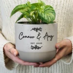 Personalised Any Message Botanical Design Ceramic Indoor Plant Pot - Image 2