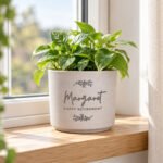 Personalised Any Message Botanical Design Ceramic Indoor Plant Pot - Image 4