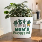 Personalised Assorted Plants Design Big Text White Ceramic Indoor Plant Pot - Image 3
