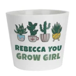 Personalised Assorted Plants Design Big Text White Ceramic Indoor Plant Pot - Image 4