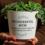 Personalised Any Message Wreath Design White Ceramic Indoor Plant Pot - Image 2