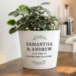 Personalised Any Message Wreath Design White Ceramic Indoor Plant Pot - Image 3