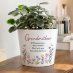 Personalised Any Message Pretty Floral Design White Ceramic Indoor Plant Pot - Image 3