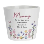 Personalised Any Message Pretty Floral Design White Ceramic Indoor Plant Pot - Image 4