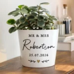 Personalised Any Message Gold Heart Motif White Ceramic Indoor Plant Pot - Image 3