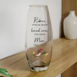 Personalised 'Robins Appear...' Memorial Tapered Glass Bullet Vase