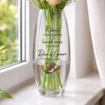 Personalised 'Robins Appear...' Memorial Tapered Glass Bullet Vase - Image 4
