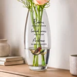 Personalised 'Robins Appear...' Memorial Tapered Glass Bullet Vase - Image 3