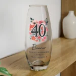 Personalised Big Numbers Floral Design Birthday/Anniversary Tapered Glass Bullet Vase