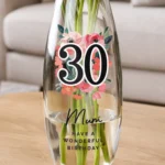 Personalised Big Numbers Floral Design Birthday/Anniversary Tapered Glass Bullet Vase - Image 2