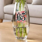 Personalised Big Numbers Floral Design Birthday/Anniversary Tapered Glass Bullet Vase - Image 5