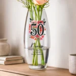 Personalised Big Numbers Floral Design Birthday/Anniversary Tapered Glass Bullet Vase - Image 4