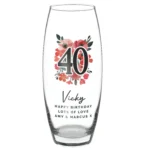 Personalised Big Numbers Floral Design Birthday/Anniversary Tapered Glass Bullet Vase - Image 6