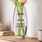 Personalised Gold Leaf Design Couples Tapered Glass Bullet Vase - Image 4
