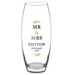 Personalised Gold Leaf Design Couples Tapered Glass Bullet Vase - Image 6