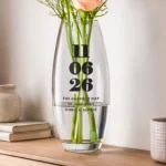 Personalised Any Message Bold Special Date Tapered Glass Bullet Vase - Image 3