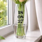 Personalised Any Message Bold Special Date Tapered Glass Bullet Vase - Image 2
