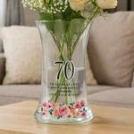 Personalised Big Numbers Floral Design Birthday/Anniversary Shaped Glass Vase