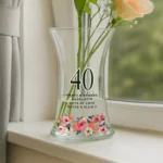 Personalised Big Numbers Floral Design Birthday/Anniversary Shaped Glass Vase - Image 4