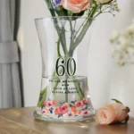 Personalised Big Numbers Floral Design Birthday/Anniversary Shaped Glass Vase - Image 3