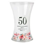 Personalised Big Numbers Floral Design Birthday/Anniversary Shaped Glass Vase - Image 5