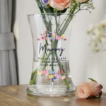 Personalised Any Message Bright Floral Design Shaped Glass Vase
