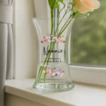 Personalised Any Message Bright Floral Design Shaped Glass Vase - Image 4