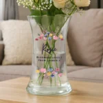 Personalised Any Message Bright Floral Design Shaped Glass Vase - Image 3