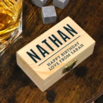 Personalised Bold Any Message Whisky Cooling Stones + Storage Box