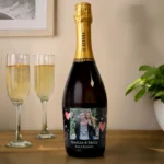 Personalised Any Message Photo Upload Hearts Design Bottle of Prosecco