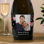 Personalised Any Message Photo Upload Hearts Design Bottle of Prosecco - Image 3