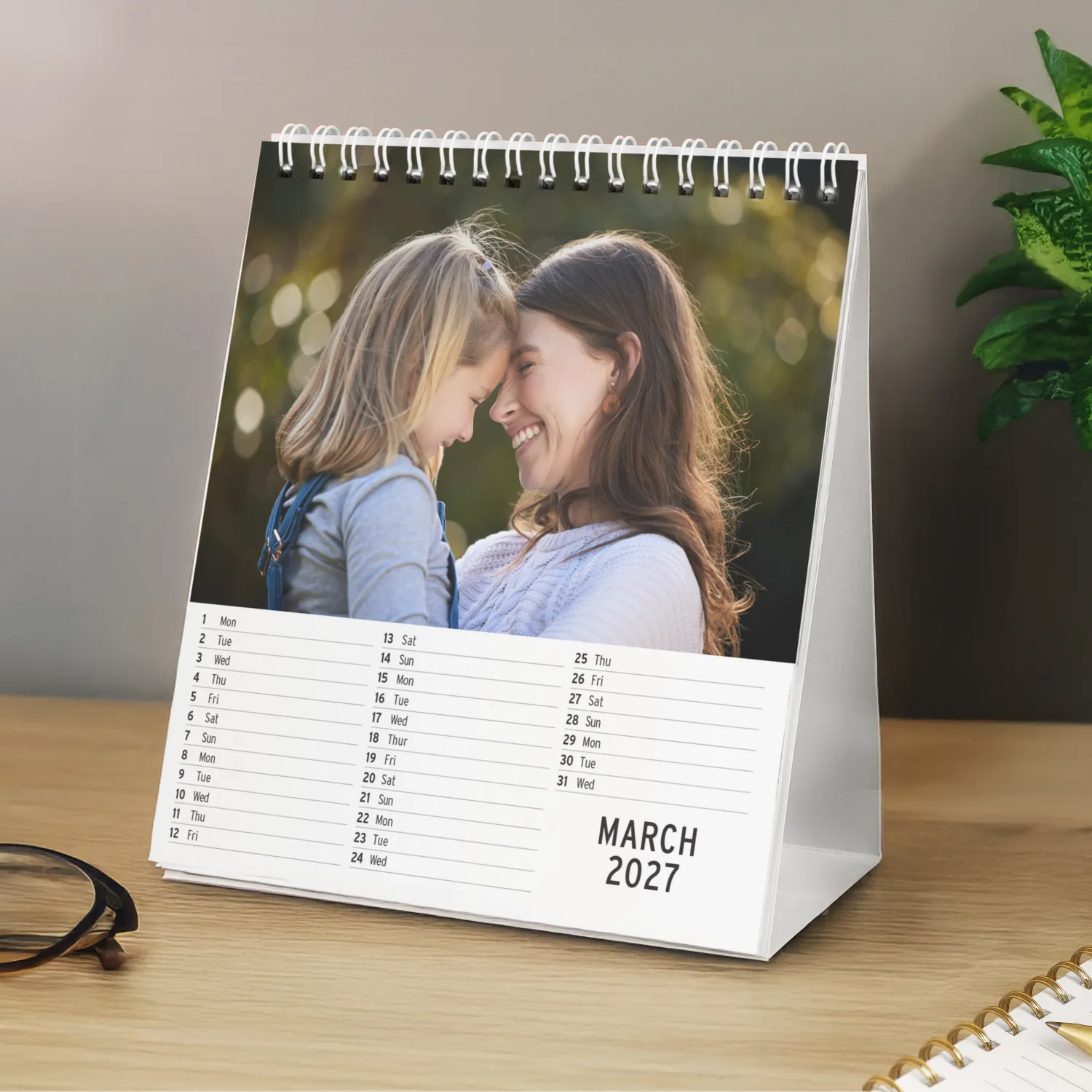 P0512AI20 Personalised Photo Upload Desk Calendar Personalised Photo Upload Desk Calendar - Image 1