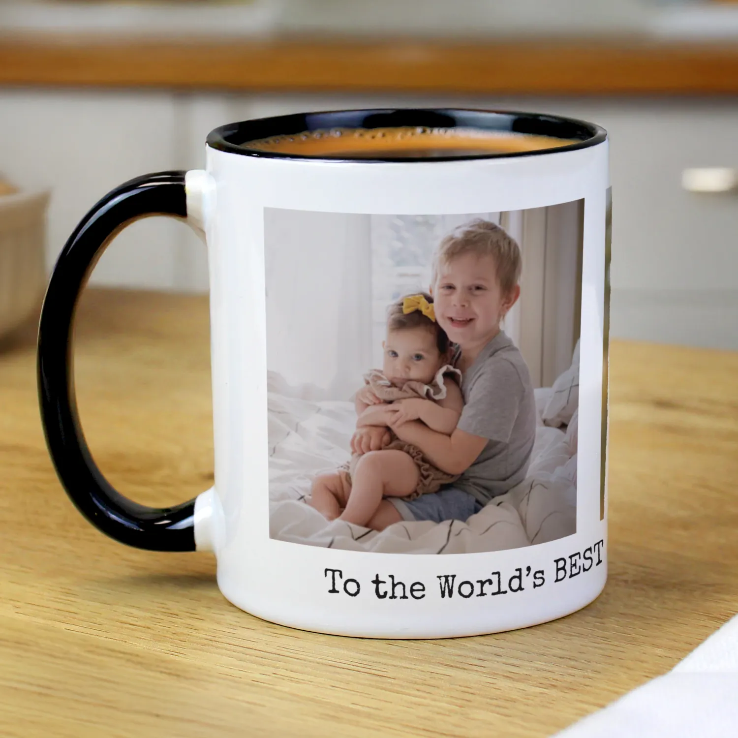 P0805P09 Personalised Multi Photo Upload Black Handled Ceramic Mug Personalised Multi Photo Upload Black Handled Ceramic Mug - Image 1