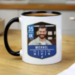 Personalised Football Card Design Photo Upload Black Handled Ceramic Mug