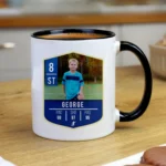 Personalised Football Card Design Photo Upload Black Handled Ceramic Mug - Image 2