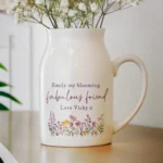 Personalised Wild Flowers Design White Ceramic Flower Jug Vase