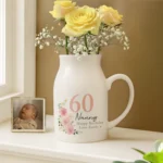 Personalised Birthday Floral Design White Ceramic Flower Jug Vase - Image 3