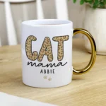 Personalised 'Cat Mama' Gold Handled Ceramic Mug - Image 3