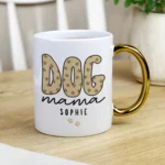 Personalised 'Dog Mama' Gold Handled Ceramic Mug - Image 3