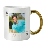 Personalised King of Hearts Photo Upload Gold Handled Ceramic Mug - Image 4
