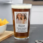 Personalised Any Message Photo Upload Polaroid Design Beer Glass